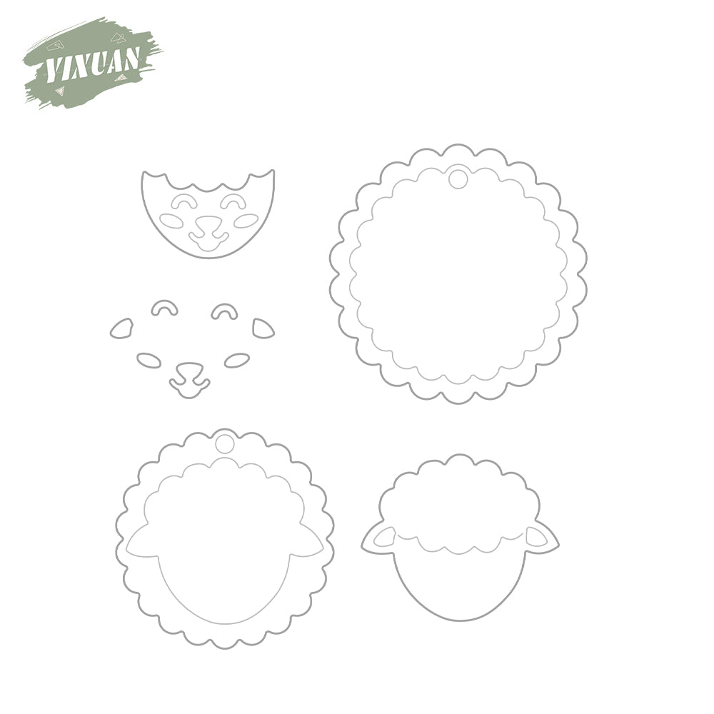 Cute Sheep Goat Round Shaker Metal Cutting Dies Set YX1171