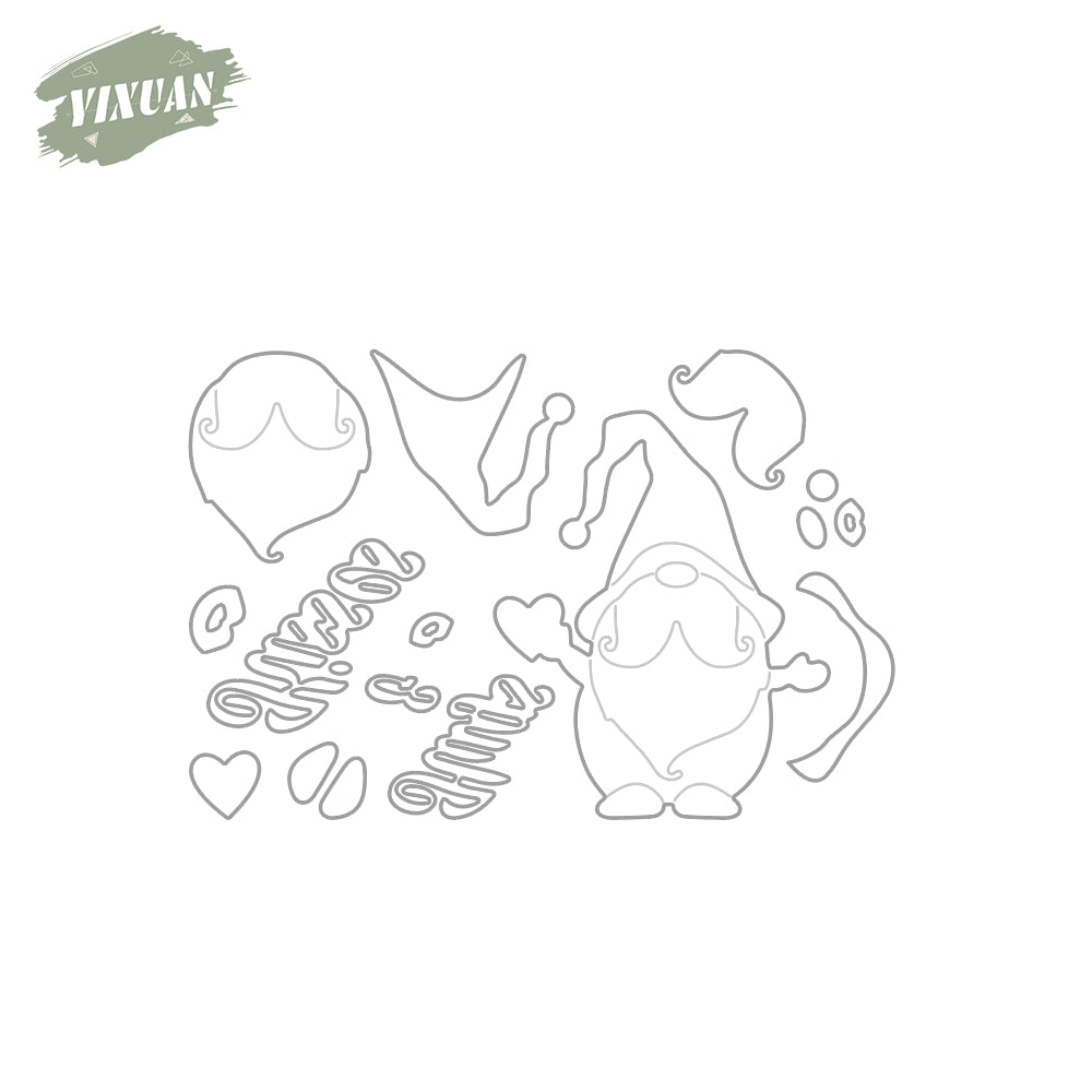 Valentine's Day Gifts Decor Love Gnome Hugs & Kisses Metal Cutting Dies Set YX1034