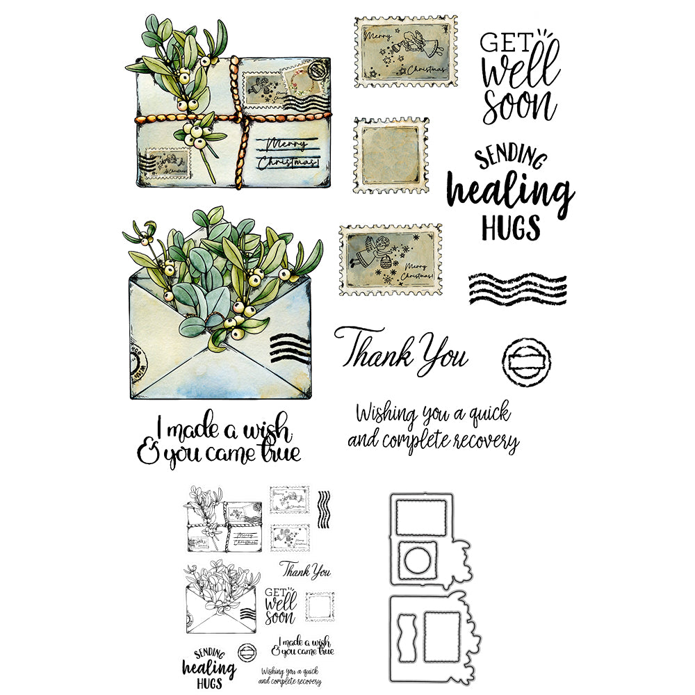 Leaves Best Wishes Letters Love Gifts Cutting Dies And Stamp Set YX537-S+D