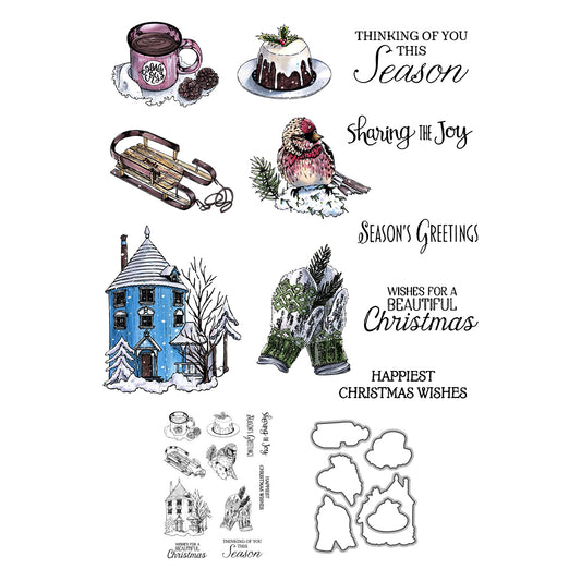 2022 Winter Christmas Bird Cutting Dies And Stamp Set YX655-S+D