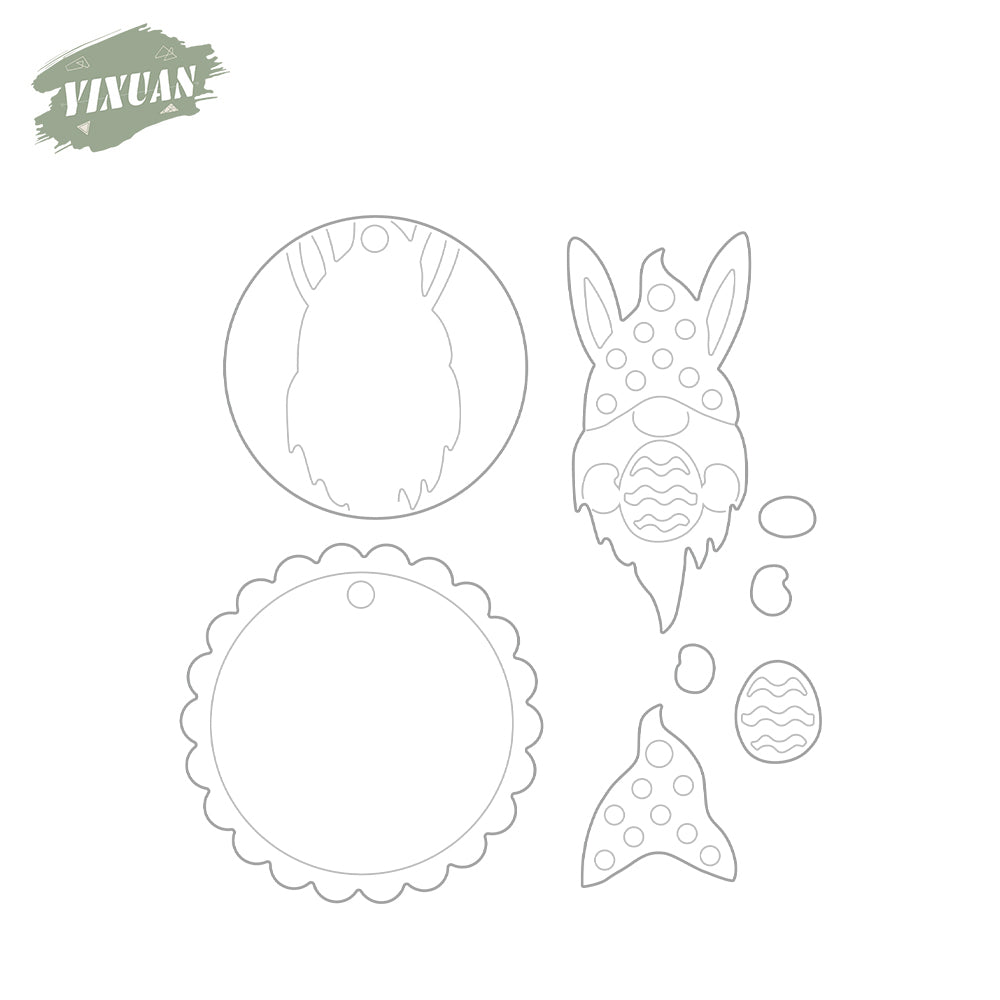 Cute Easter Rabbits Egg Gnome Metal Cutting Dies Set YX1168