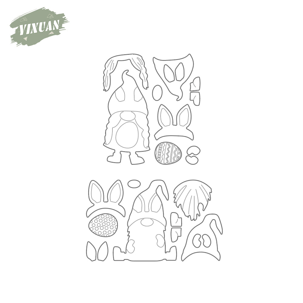 Cute Easter Rabbit Eggs Gnome Metal Cutting Dies Set YX1067,YX1068