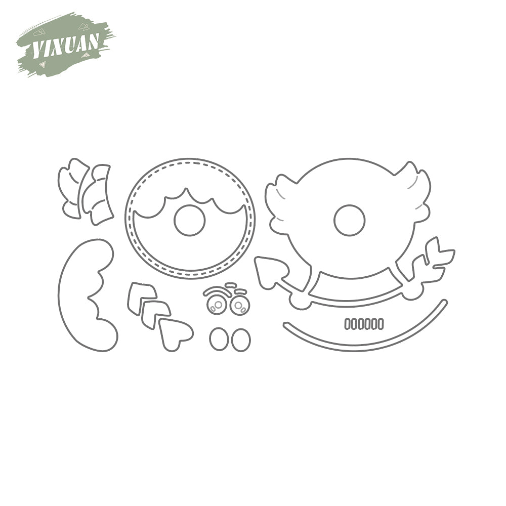 Sweet Cartoon Cookie With Heart Metal Cutting Dies Set Valentine's Day Decor YX1051