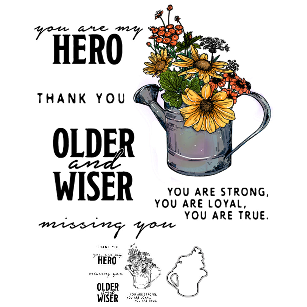 Blooming Flowers in Sprinkler Mini Cutting Dies And Stamp Set YX529-S+D