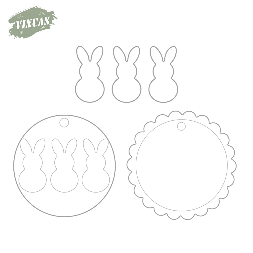 Kawaii Rabbits Round Shaker Metal Cutting Dies Set YX1167