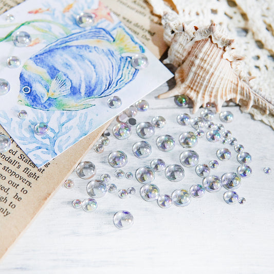 Plastic Transparent Waterdrop Mini Beads For Cards Decor With Box DIY Scrapbooking Supplies Multisize 0.75/0.6/0.35/0.25cm YX889