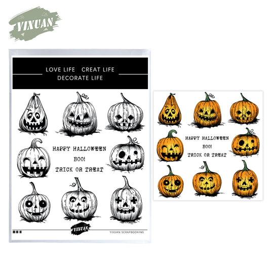 Happy Halloween Ghost Pumpkins Cutting Dies And Stamp Set YX1342-S+D