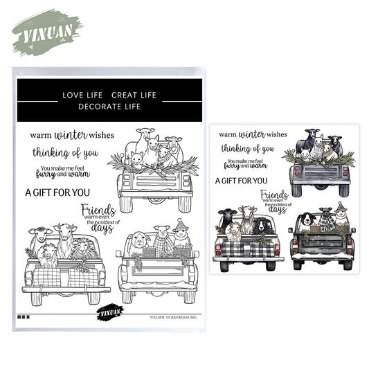 Pickups and Animals Cutting Dies And Stamp Set YX1510-S+D