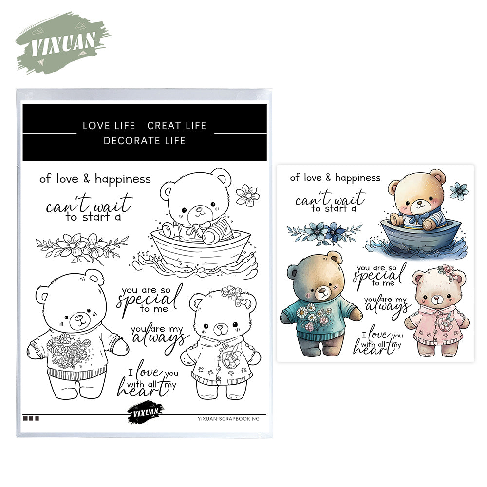 Cute Baby Doll Bears Boys And Girls Cutting Dies And Stamp Set YX1238-S+D