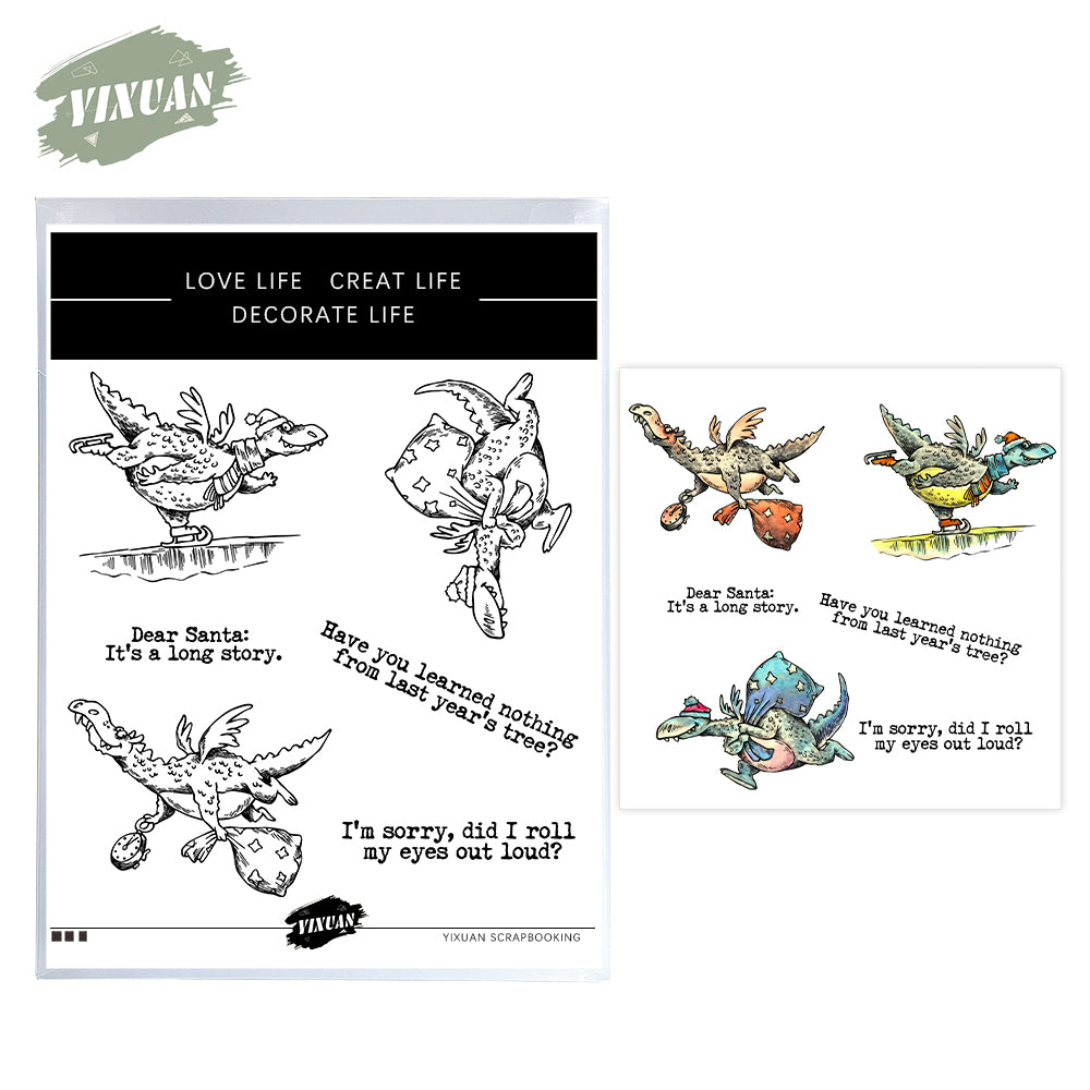 Cute Cartoon Evil Flying Dragons Cutting Dies And Stamp Set YX1289-S+D