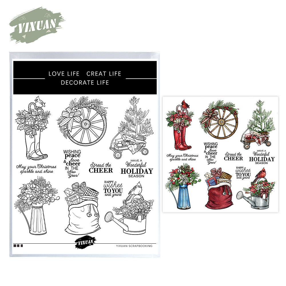 Christmas Elements and Car Wheels Stamp Set YX1574