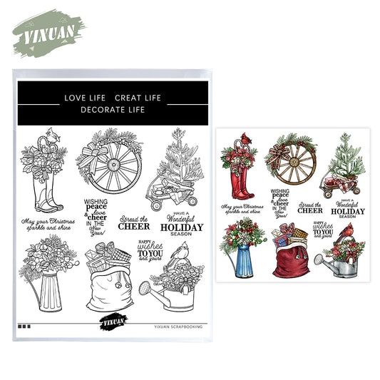 Christmas Elements and Car Wheels Stamp Set YX1574