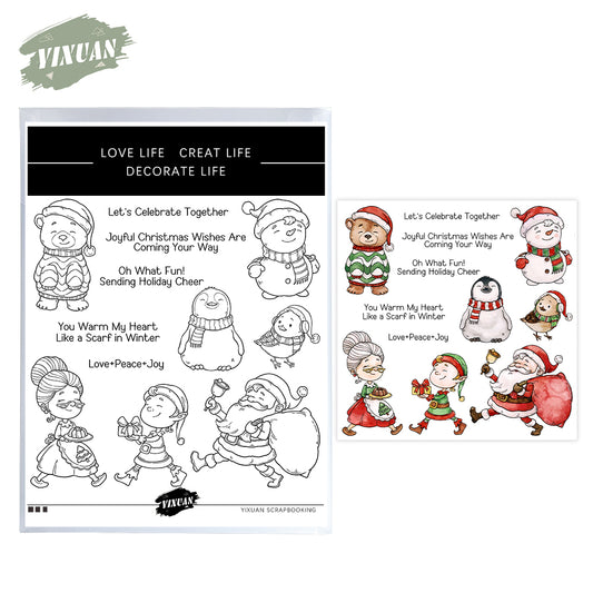 Cartoon Christmas Animals Cutting Dies And Stamp Set YX1569-S+D