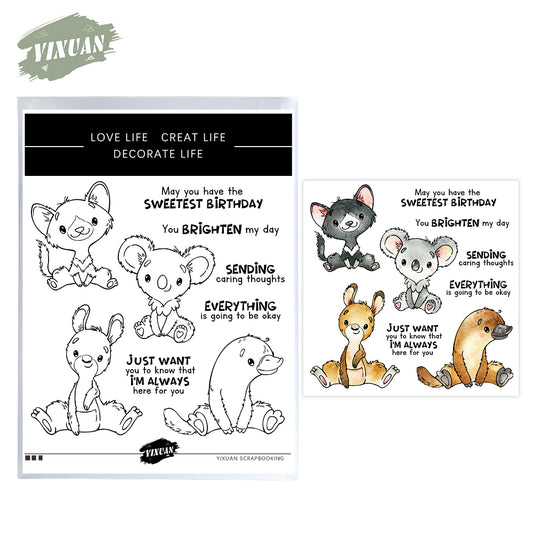 Adorable Cartoon Little Animals Cutting Dies And Stamp Set YX1316-S+D