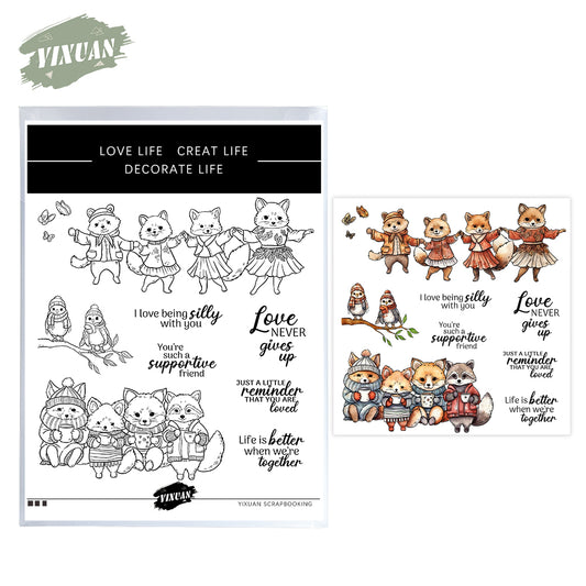 Squirrel Family Cutting Dies And Stamp Set YX1476-S+D