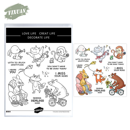 Cute Acrobatics Cartoon Animals Cutting Dies And Stamp Set YX1221-S+D