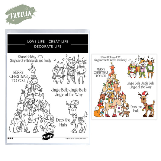 Christmas Animals Cutting Dies And Stamp Set YX1525-S+D