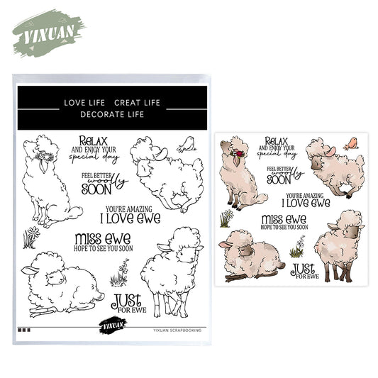 Cute Cartoon Strong Goat Cutting Dies And Stamp Set YX1304-S+D