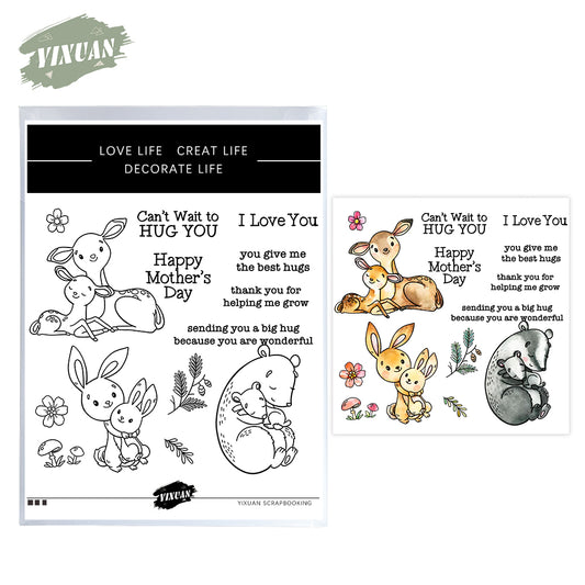 Love Baby Mother Animals Cutting Dies And Stamp Set YX1235-S+D