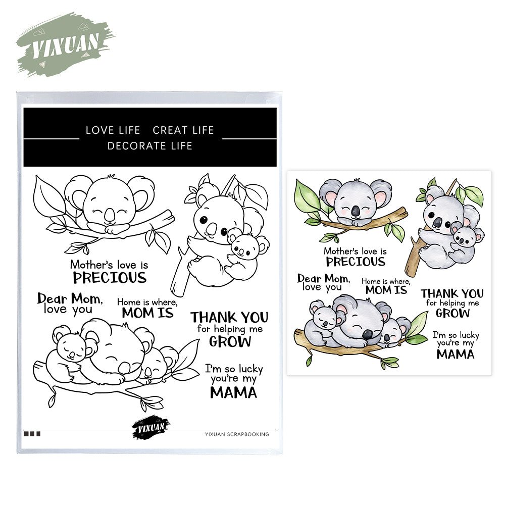 Cute Cartoon Love Baby Mom Koala Cutting Dies And Stamp Set YX1234-S+D