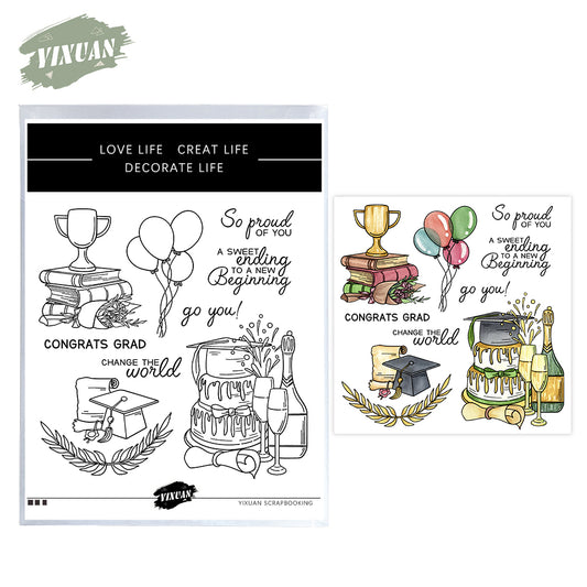 Party Celebrations For Graduation Season Cutting Dies And Stamp Set YX1218-S+D