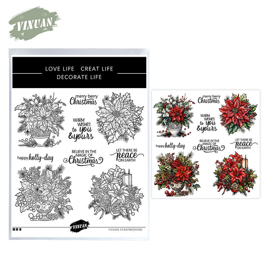 Christmas Flowers Cutting Dies And Stamp Set YX1519