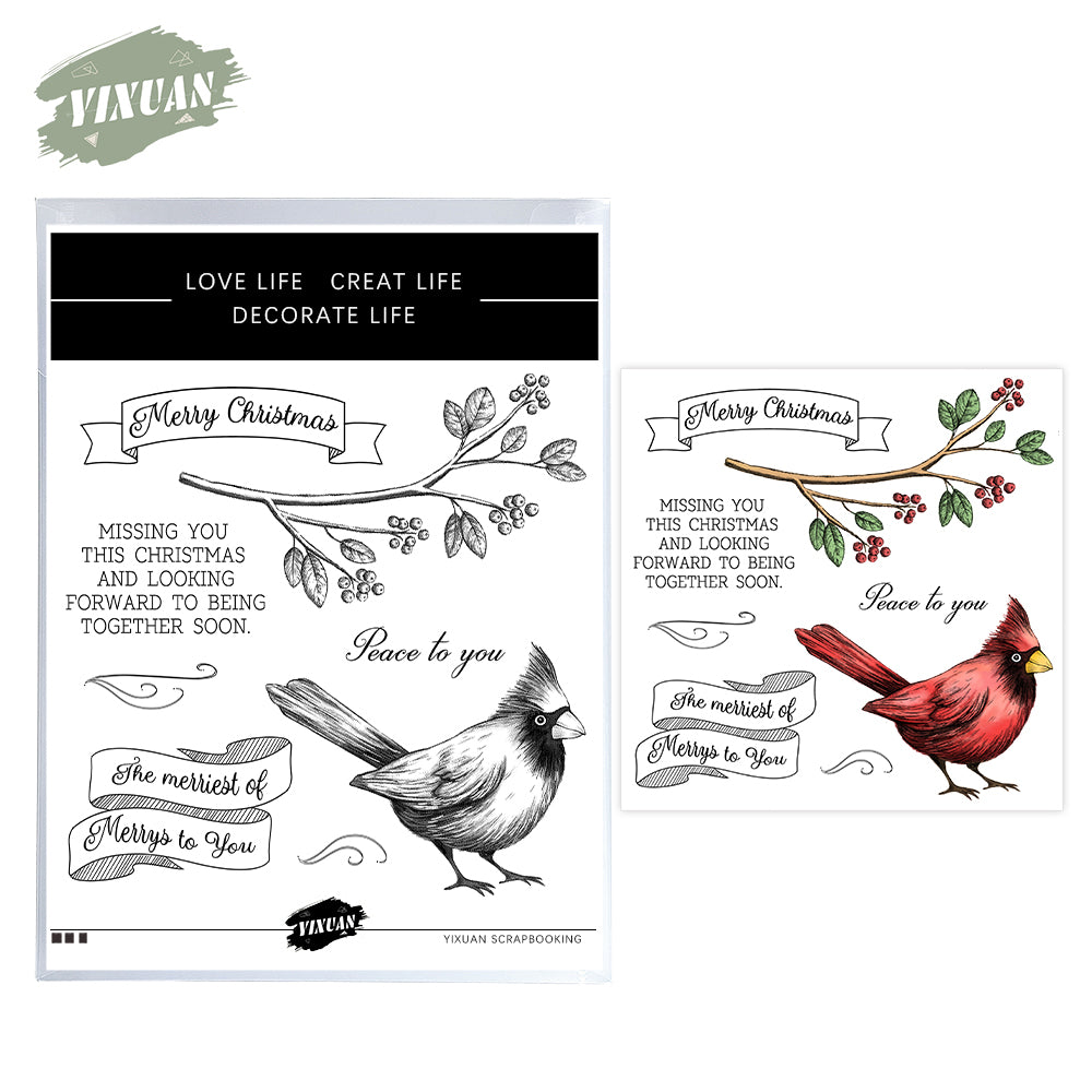 Christmas Bird Design Cutting Dies And Stamp Set YX1511-S+D