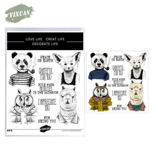 Cute Funny Panda Owl Animals Clear Stamp YX1252
