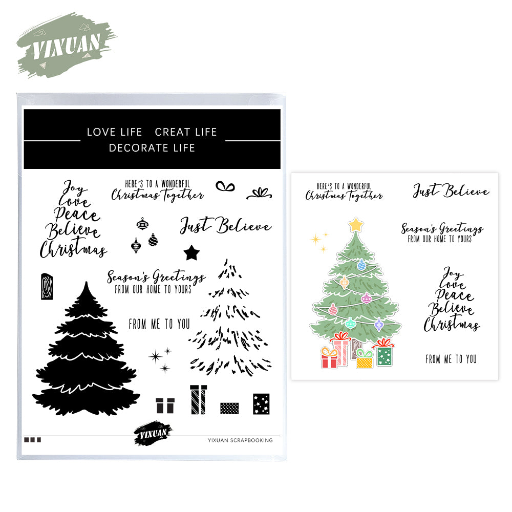 Christmas Pine Tree Cutting Dies And Stamp Set YX1483-S+D