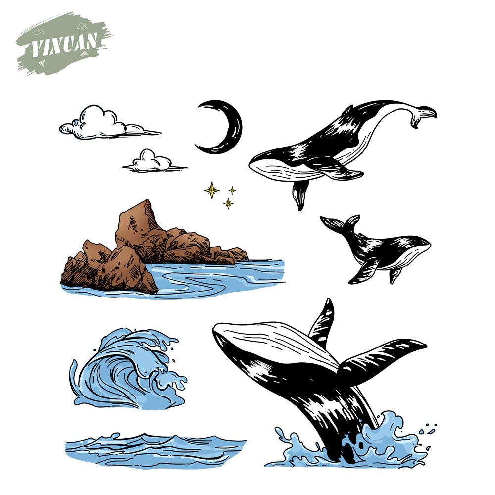 Design Whales Cutting Dies And Stamp Set YX1528-S+D