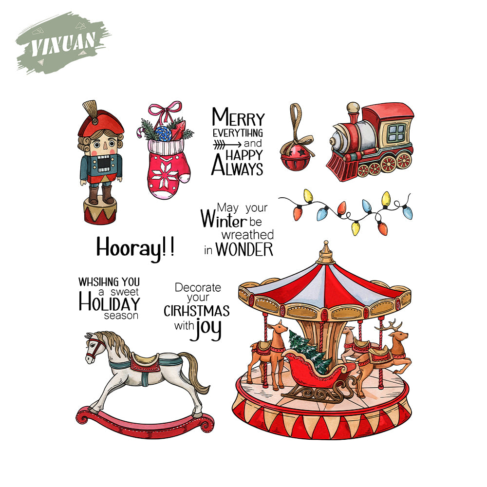 Joyful Carousel Cutting Dies And Stamp Set YX1576-S+D