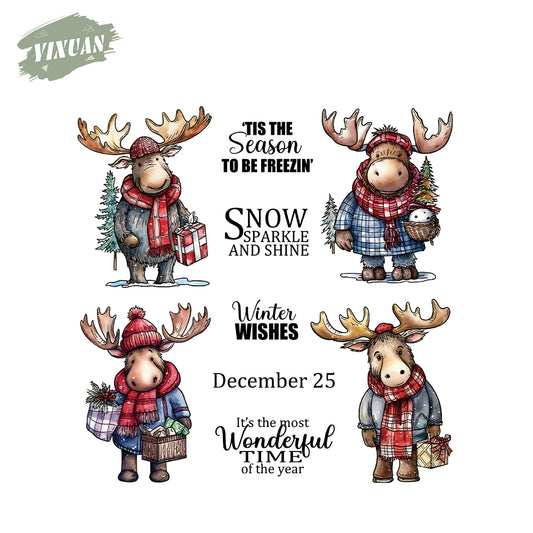 Cute Christmas Elk Cutting Dies And Stamp Set YX1471-S+D