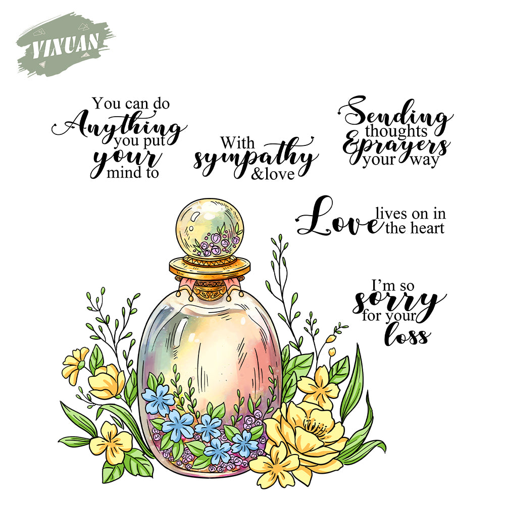 Vintage Perfume Bottle Flowers Floral Clear Stamp YX1326-S