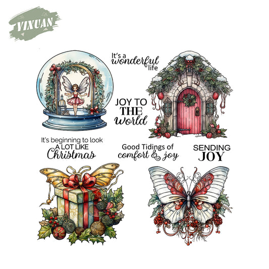 Christmas Butterfly Door Cutting Dies And Stamp Set YX1497-S+D