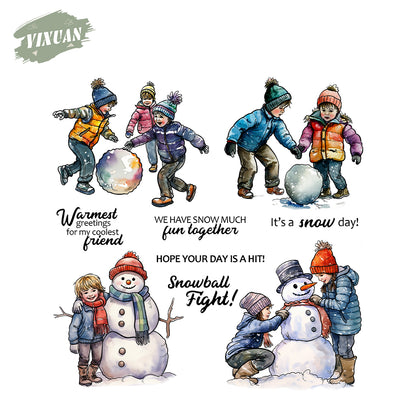 Children Frolicking In The Snow Stamp Set YX1575