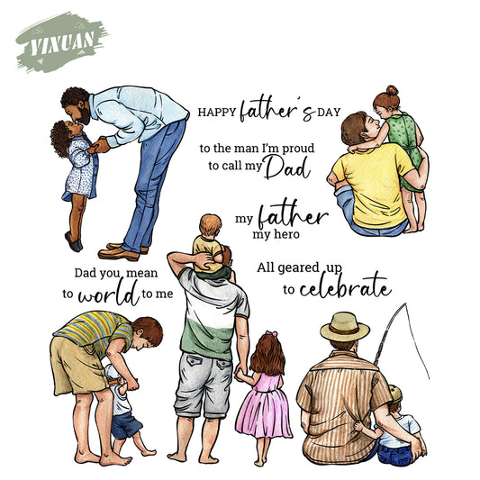 Love Father And Kids Happy Father's Day Clear Stamp YX1233-S