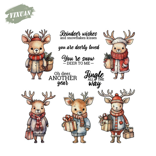 Cute Cartoon Elk Cutting Dies And Stamp Set YX1502-S+D