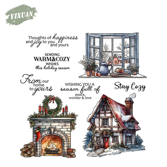 Christmas Snowy House Cutting Dies And Stamp Set YX1512-S+D