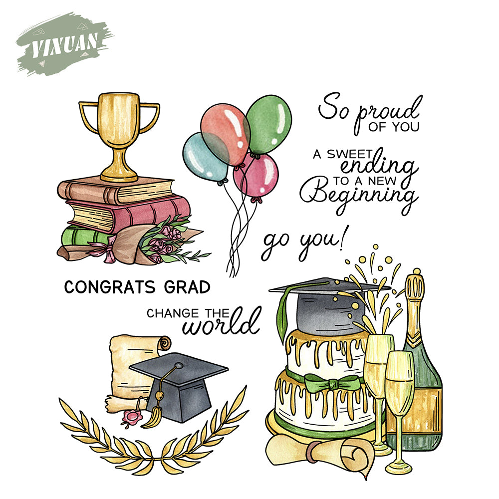 Party Celebrations For Graduation Season Clear Stamp YX1218-S
