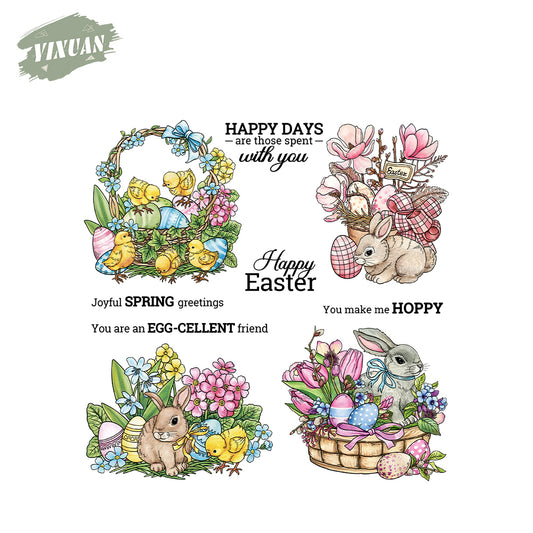 Easter Cute Rabbit Cutting Dies And Stamp Set YX1585-S+D