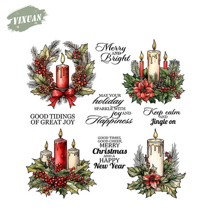 Christmas Candle Cutting Dies And Stamp Set YX1522