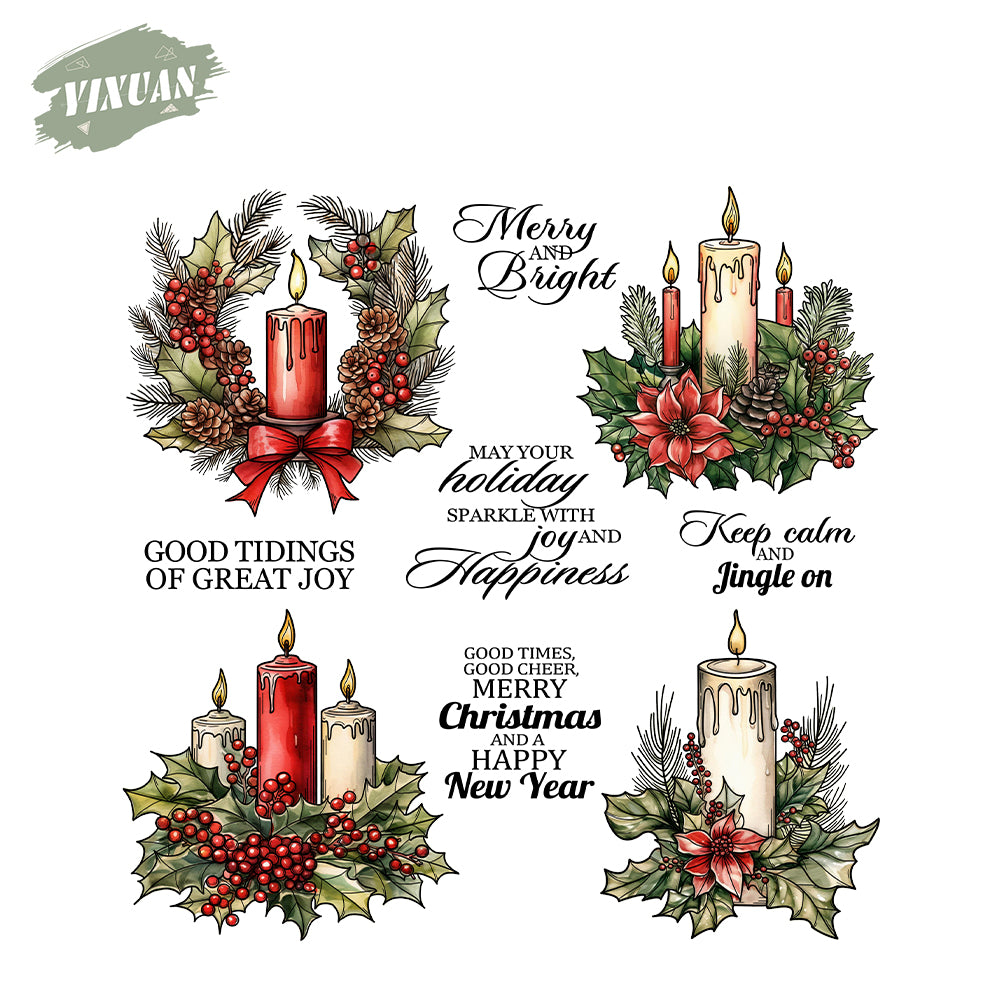 Christmas Candle Cutting Dies And Stamp Set YX1522