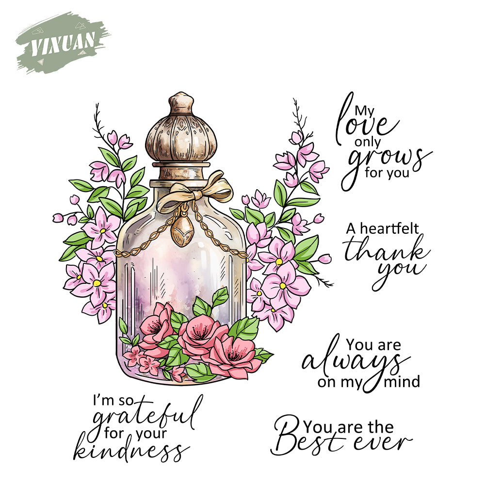 Perfume Bottle Flowers Retro Clear Stamp YX1327-S
