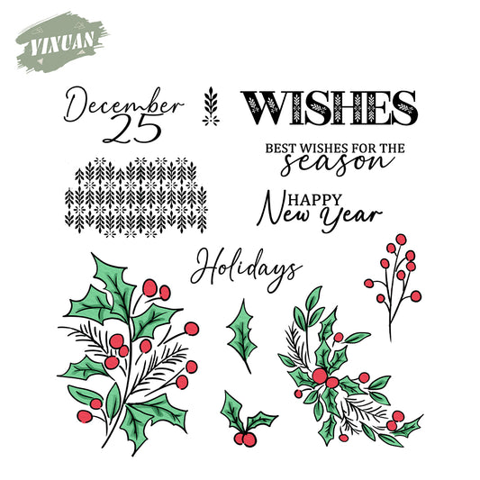 Christmas Leaves Cutting Dies And Stamp Set YX1478-S+D