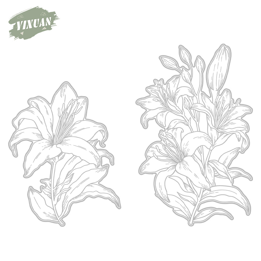 Spring Blooming Flowers Lily Cutting Dies And Stamp Set YX1205-S+D