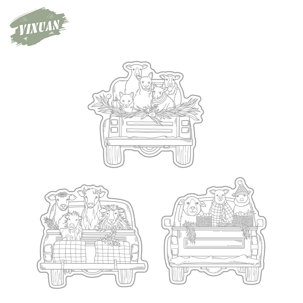 Pickups and Animals Cutting Dies And Stamp Set YX1510-S+D