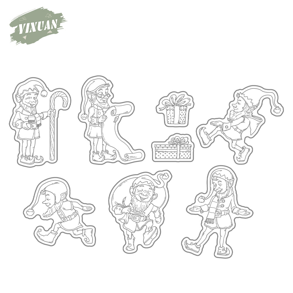 Strange Realistic Elves Cutting Dies And Stamp Set YX1552-S+D