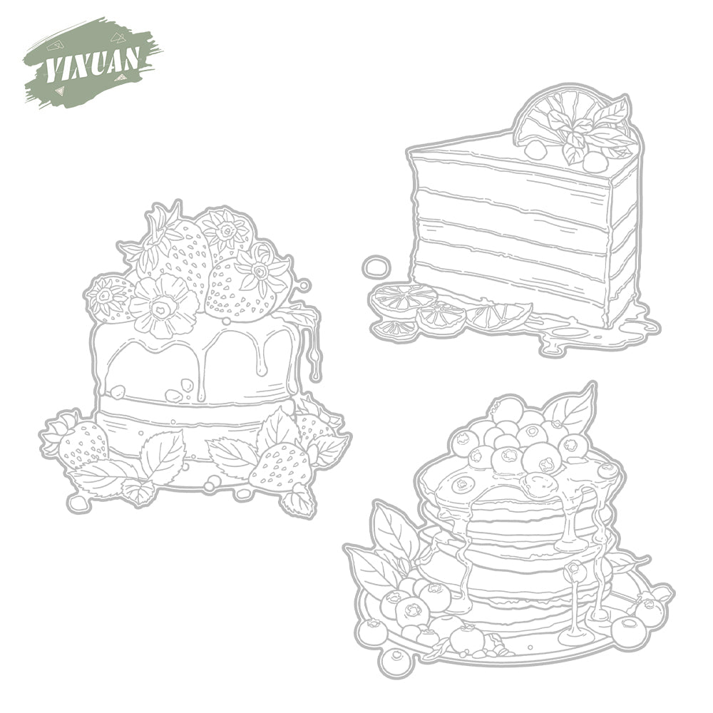 Birthday Cakes Sweet Desserts Cutting Dies And Stamp Set YX1215-S+D