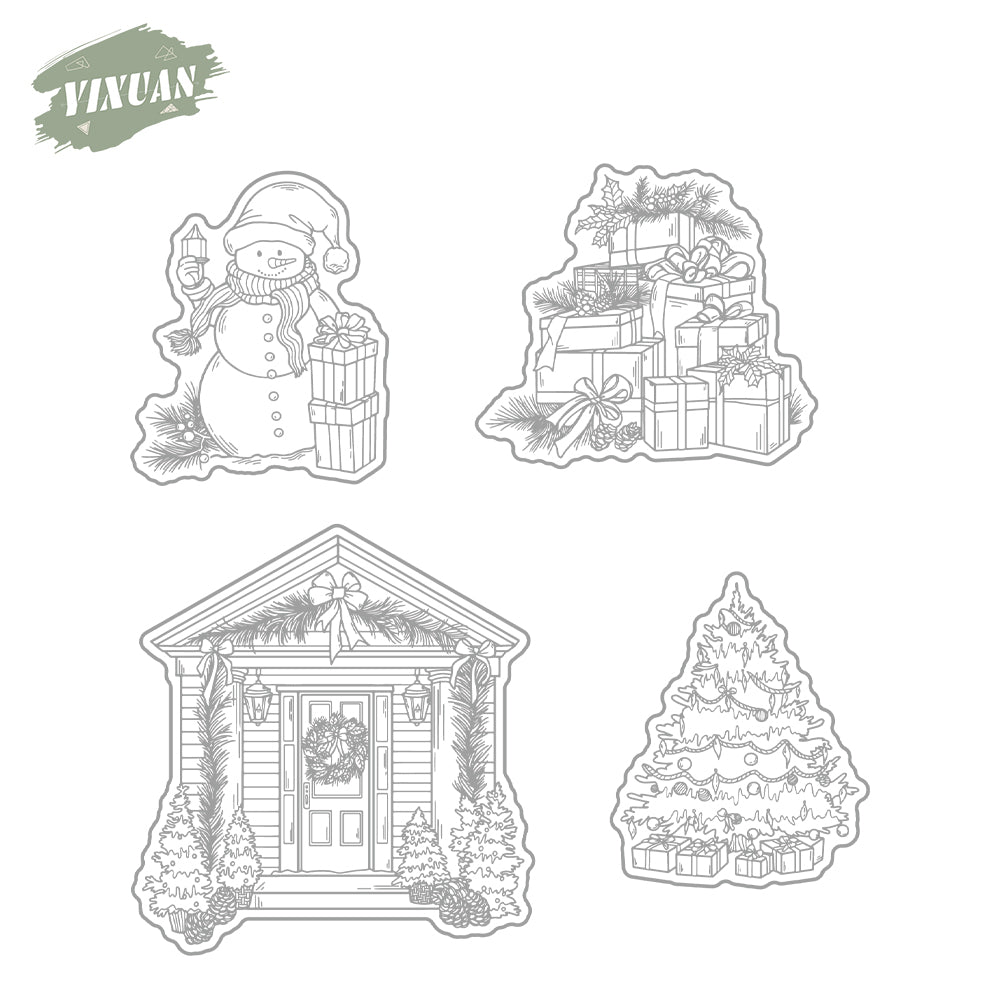 Christmas Decorations Cutting Dies And Stamp Set YX1505-S+D