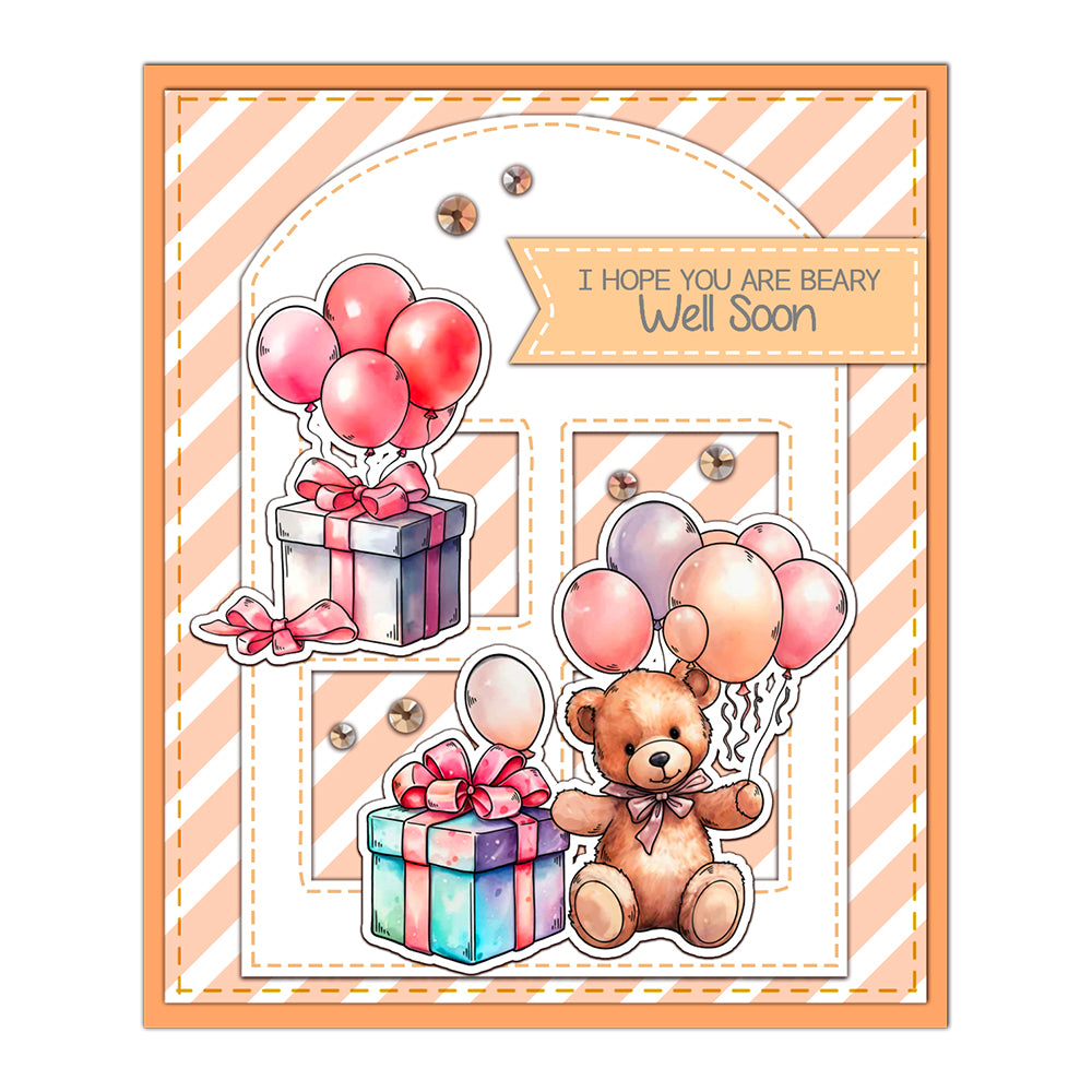 Cute Travel Doll Bears Love Bithday Gifts Cutting Dies And Stamp Set YX1418-S+D